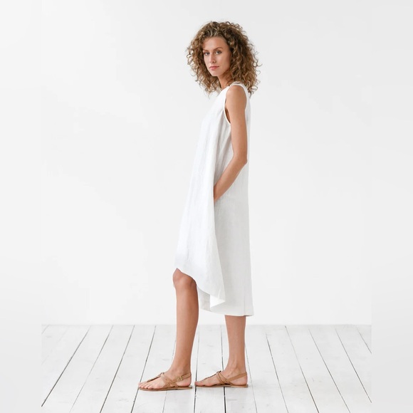 ROYAL TOSCANA LINEN DRESS IN WHITE - Picture 4 of 9
